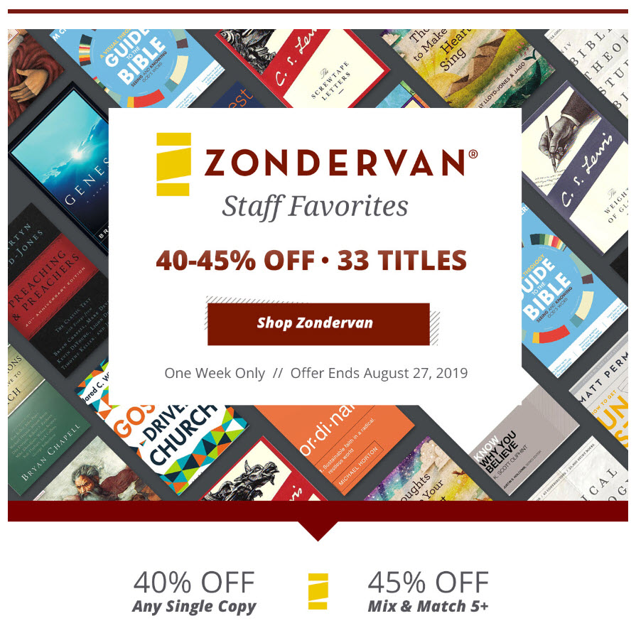 Book Sale at WTS Books: Zondervan Staff Favorites